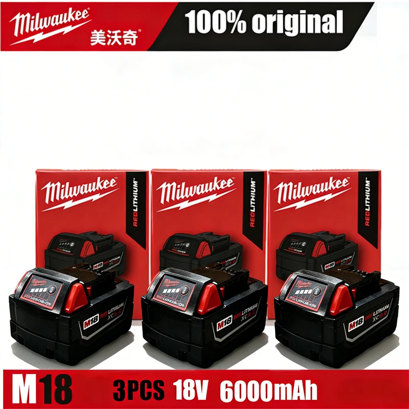 

Milwaukee m18 battery, bateria lifepo4 M18B6, 6000mAh lithium battery XC48-11-1860 Original milwaukee rechargeable battery 18v
