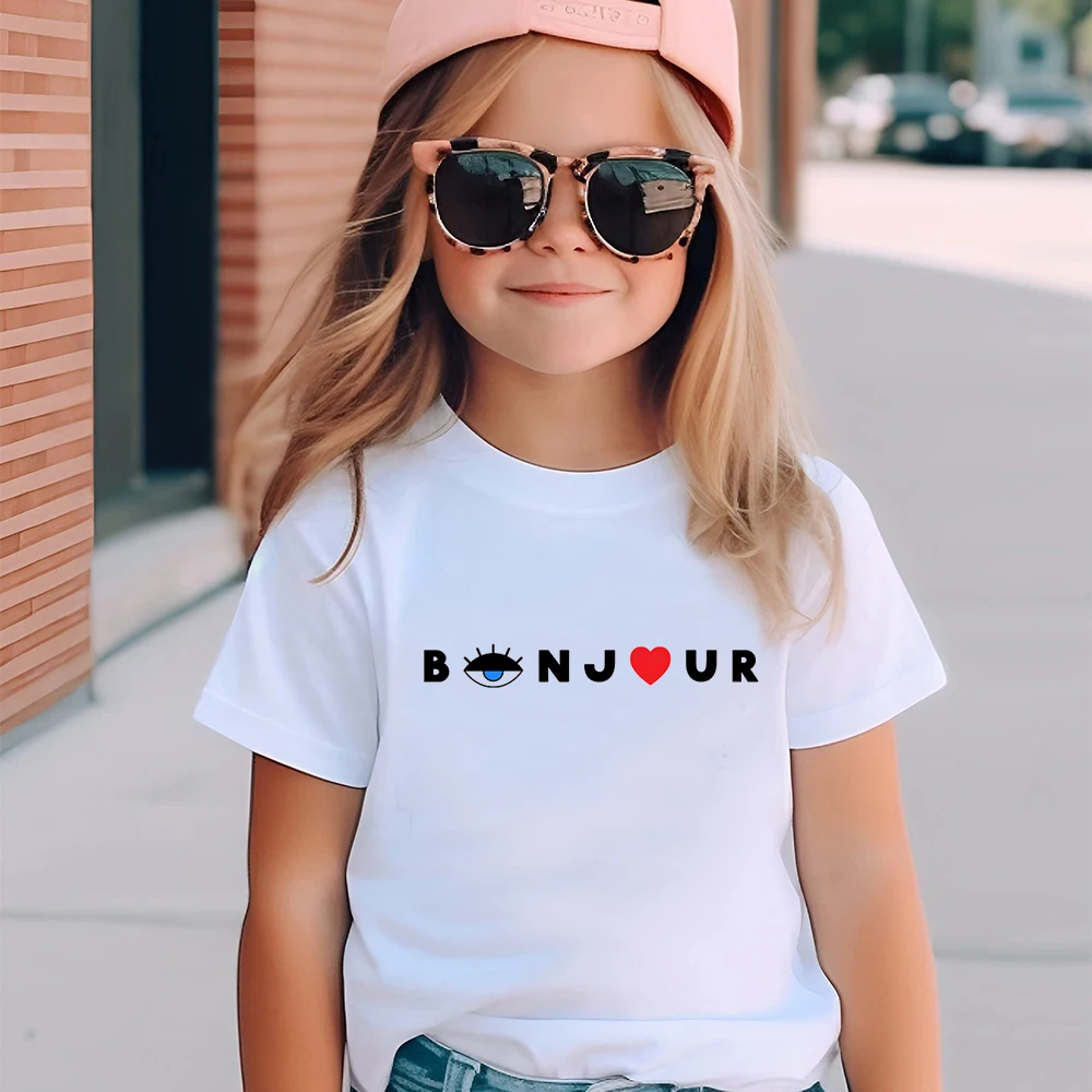 2024 The Latest Fashion Letter T-shirt Summer Simple Short Sleeve Trend Children's 100% High-quality Cotton T-shirt