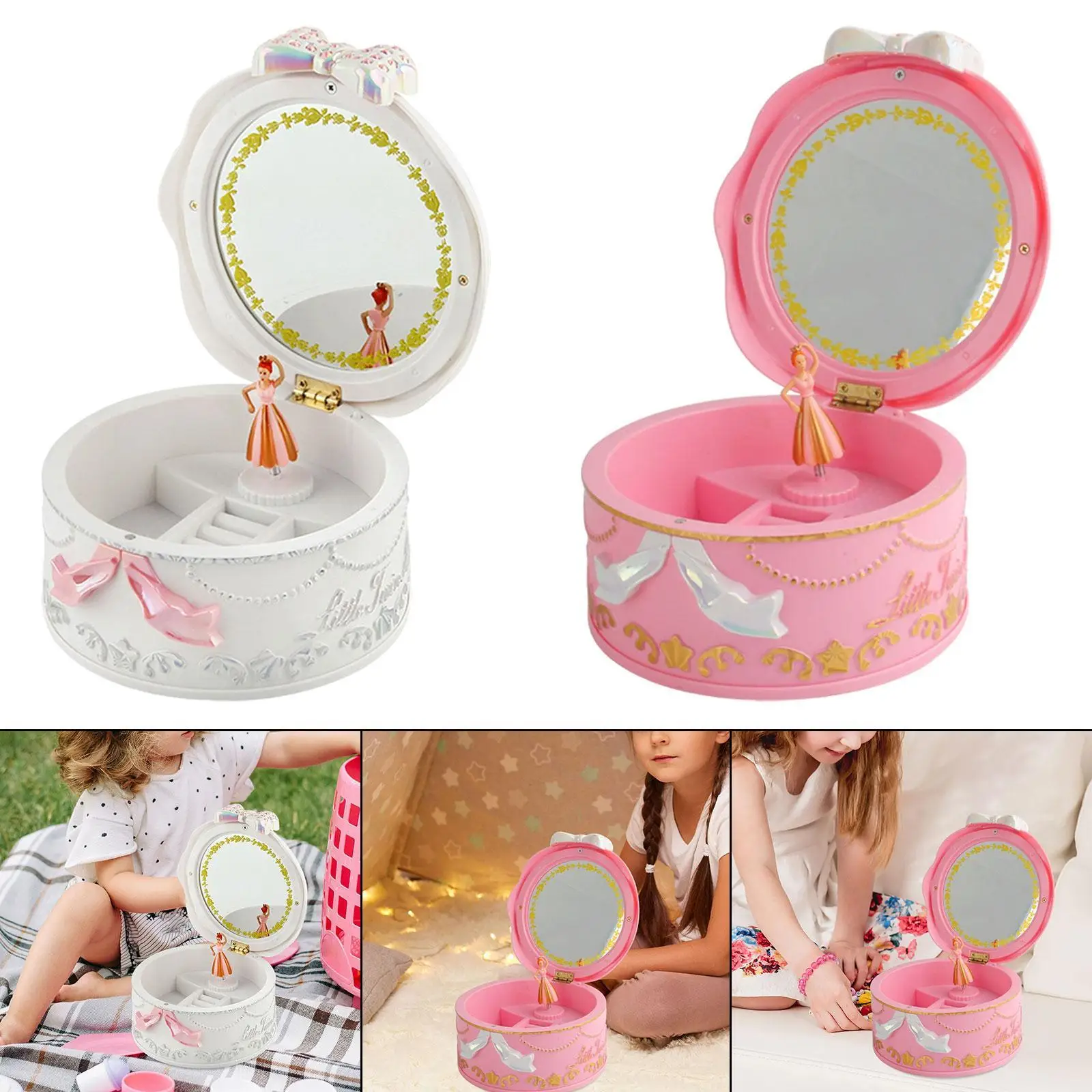 

Rotating Jewelry Organizer, Ballet Dancer Music Box, Hanging Display Case, Home Decor with Multifunctional Mirror for Dresser