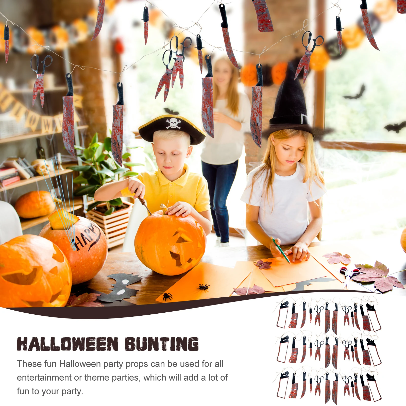 

3 Pcs Flag Decoration Halloween Garland Outdoor Hanging Banner Home Decorative Paper Banners Creepy Ornament Decorate