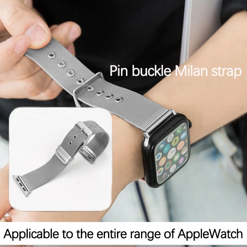 Correa de reloj milanesa para apple watch, pulsera de Metal Ultra 49mm 45mm 44mm 41mm 40mm, serie iwatch 3 4 5 6 7 8 9 SE