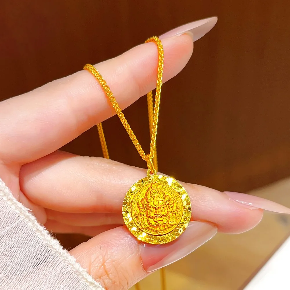 Burst flash broken ice ice yellow god of wealth pendant retro style small fortune circle 9999gold