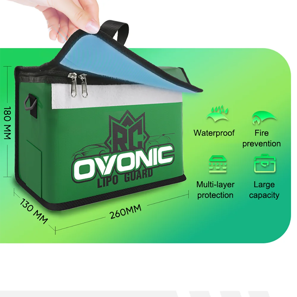 Ovonic LiPo-Akku-Sicherheitsbeutel, flammhemmend und wasserdicht, tragbar, handlich, zur sicheren Aufbewahrung und zum Laden, große Kapazität. – Detail 13