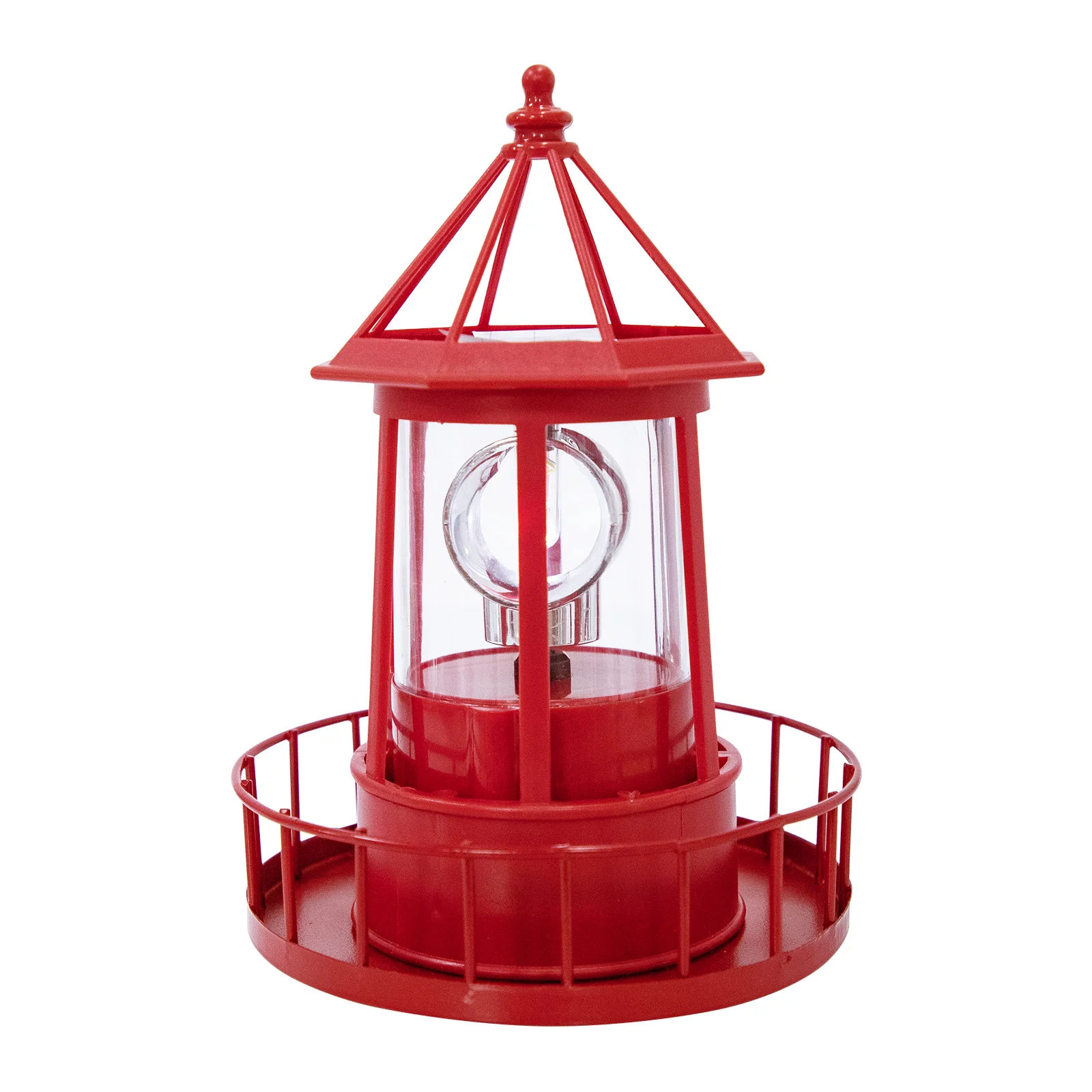 Rotating Beacon Light Iron Solar Adornment Lighthouse Garden Decor Lighthouse-shaped Landscape Lamp