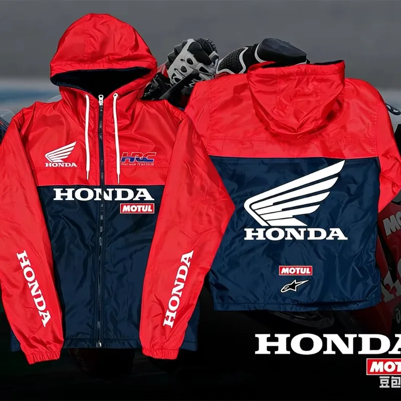 

2026 Honda New Spring/Winter Zipper Hooded Sweatshirt Men And Women Racing Oversized Breathable Quick Drying Motocross Top MOTO