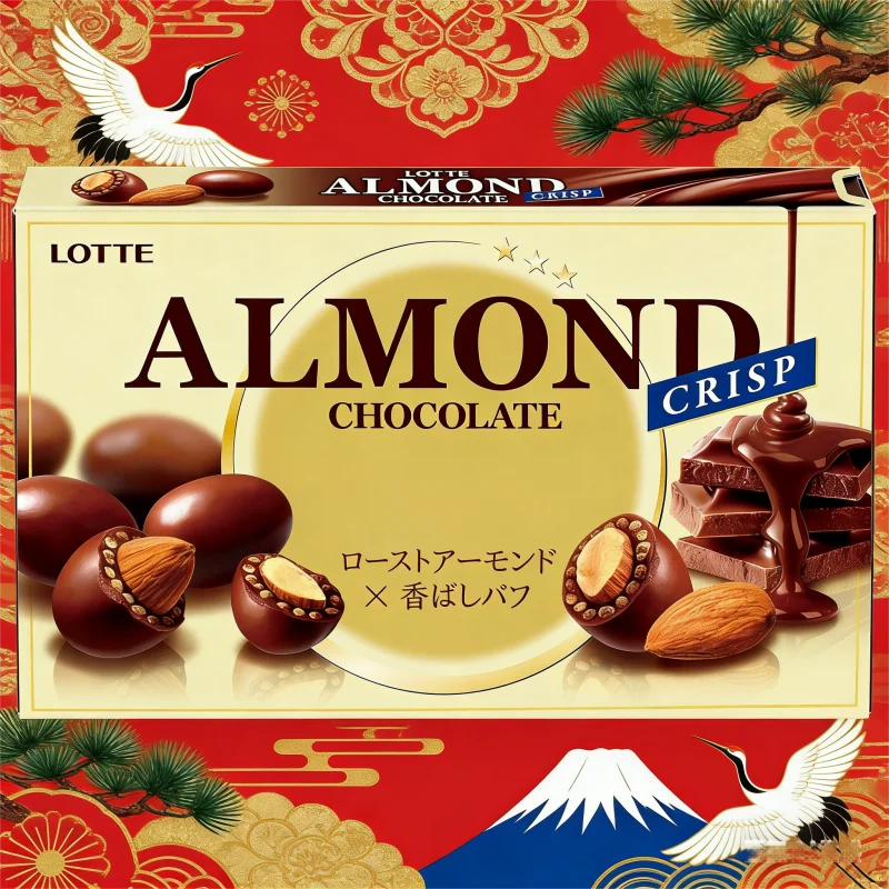 ロッテ アーモンドチョコレート（クリスプ）80g、チョコレート、送料無料、国内発送、スナック、アフタヌーンティー、チョコレート