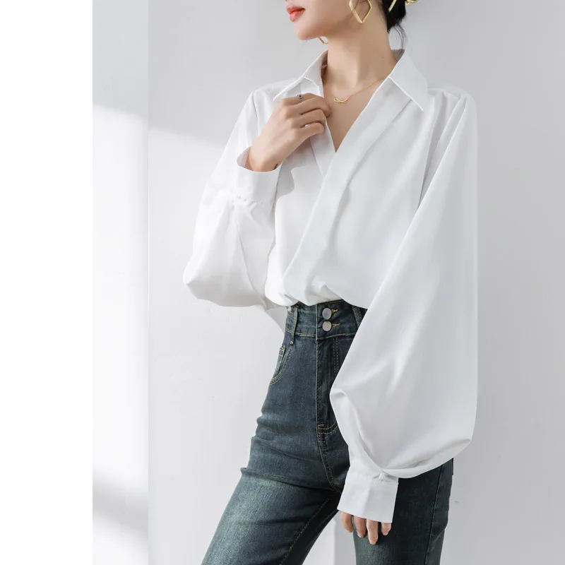 Fashion Long Sleeve Turn Down Collar Women Blouse White Black Blouse Shirt Women Tops Shirts Blusas Para Mujer Blusa Blusas M926