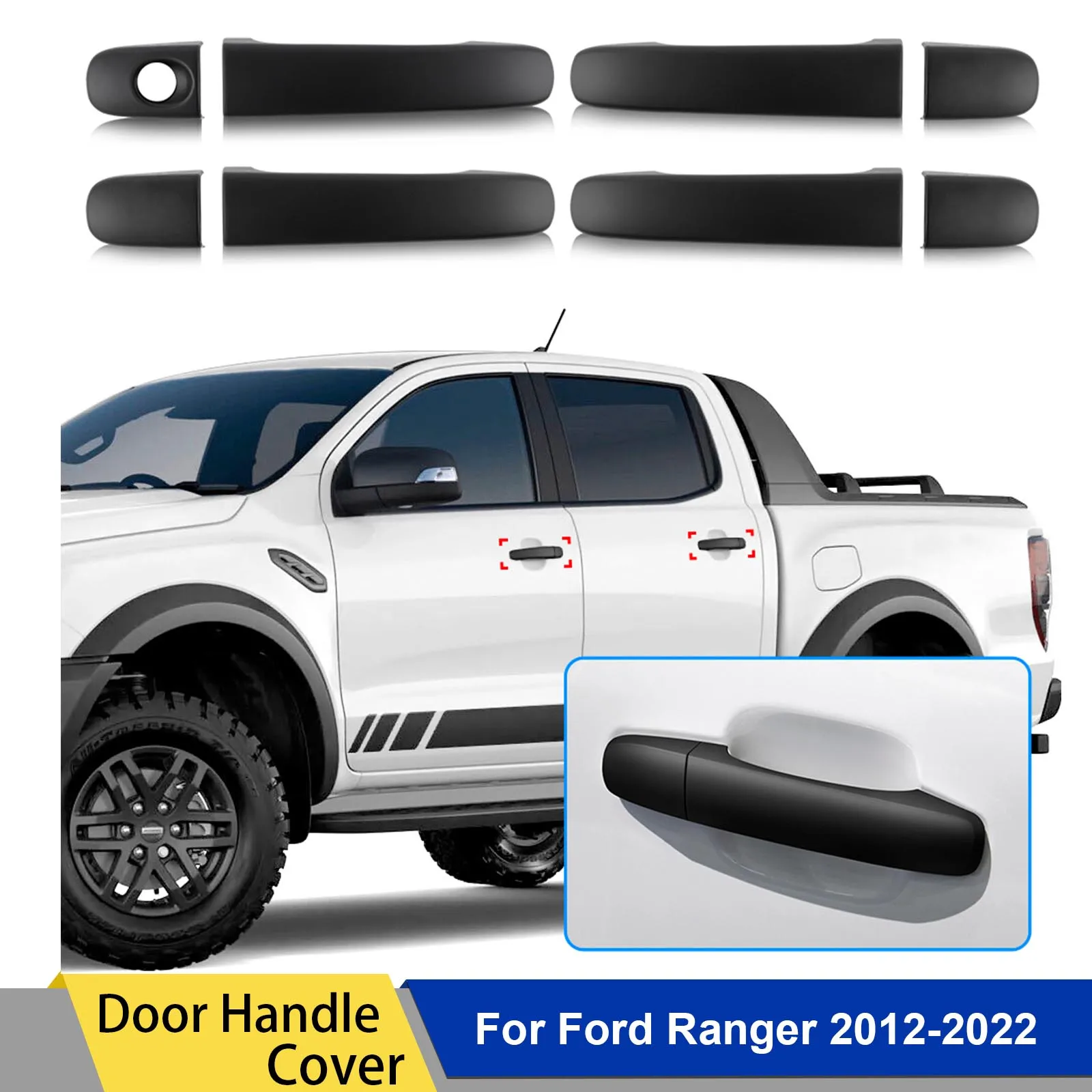 

Rear Door Handle Cover Trim For Ford Ranger 2012-2022 T6 T7 T8 Wildtrak XLT XL Limited Raptor Car Accesories