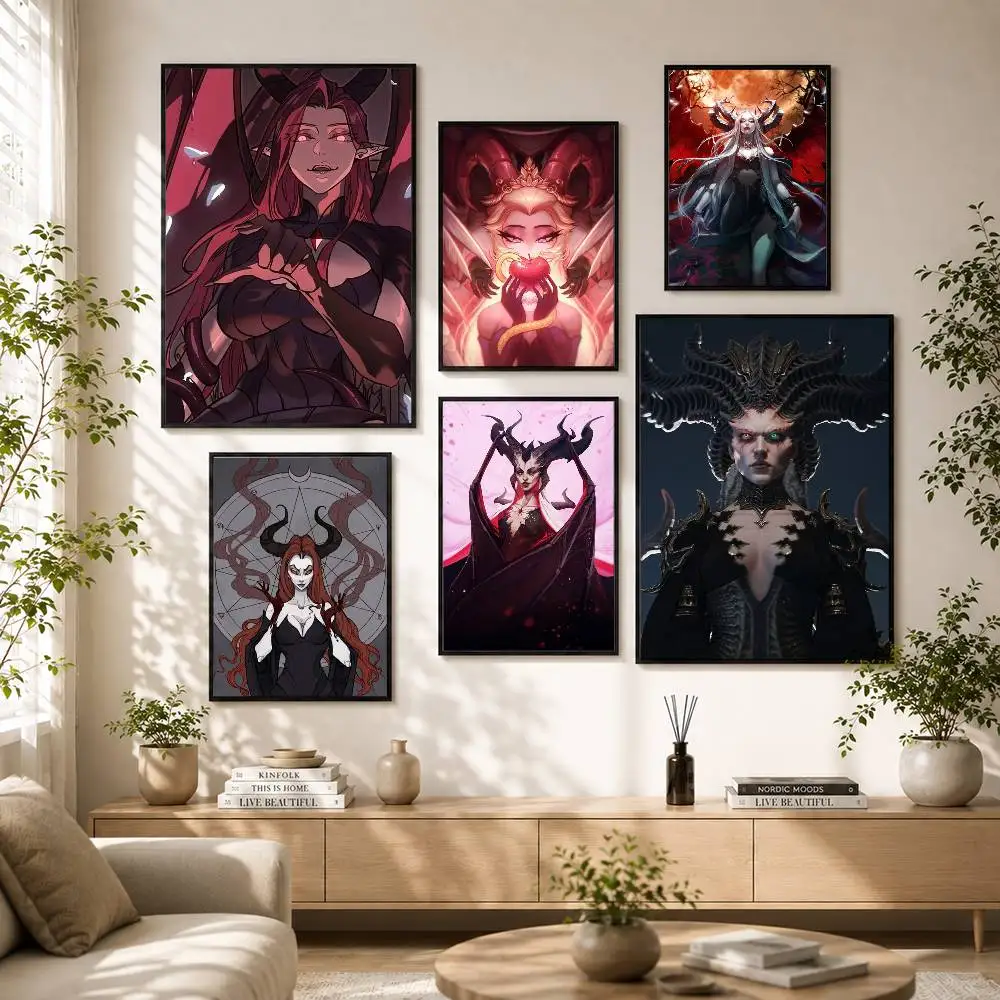 L-Lilith Demon Queen Poster Versatile HD Waterproof Wall Art Self-Adhesive Decor for Any Space Ideal Gift