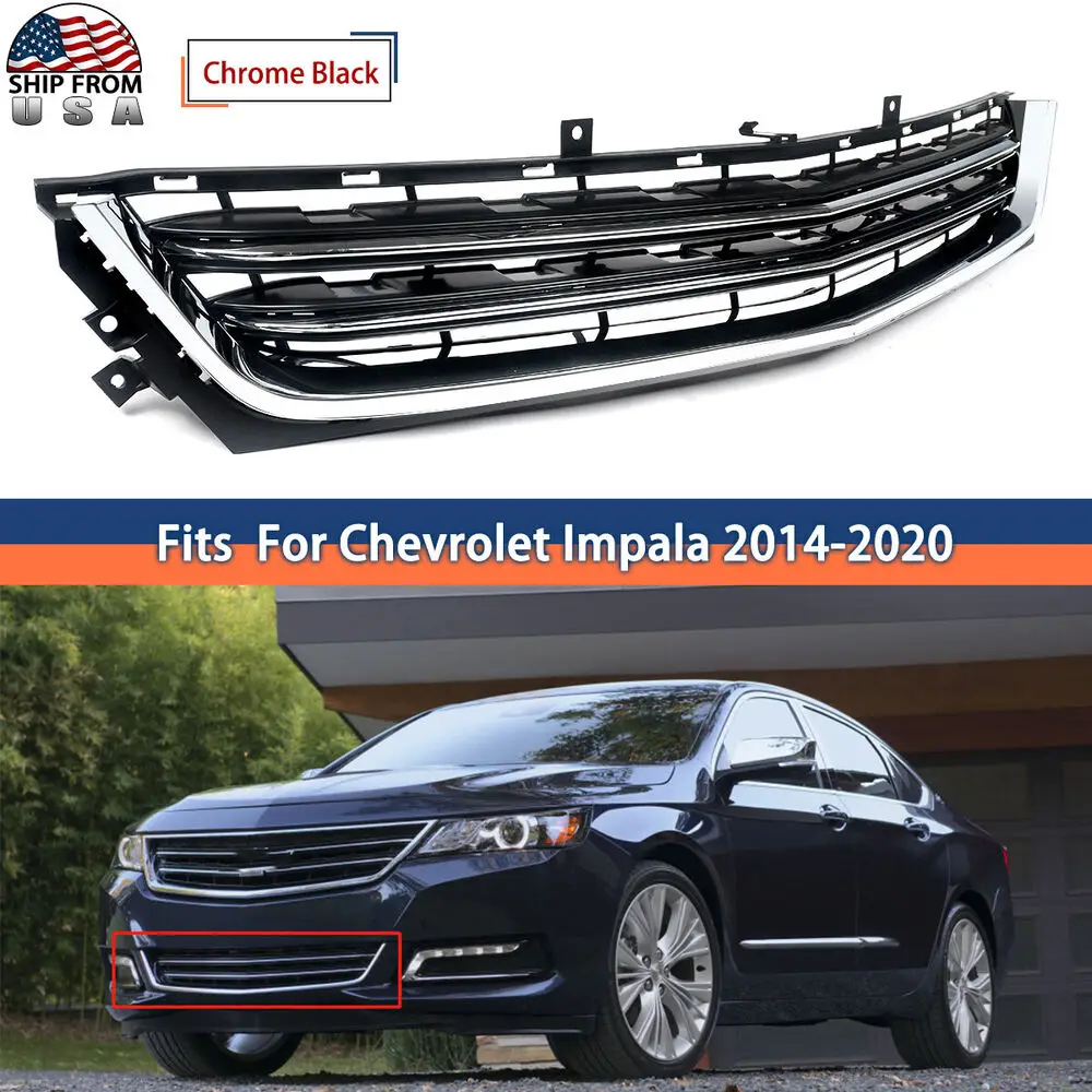 MAGICKIT Do Chevrolet impala grill LT LS 2014-20 Zderzak przedni Dolna kratka Chromowana czerń Akcesoria samochodowe Akcesoria samochodowe