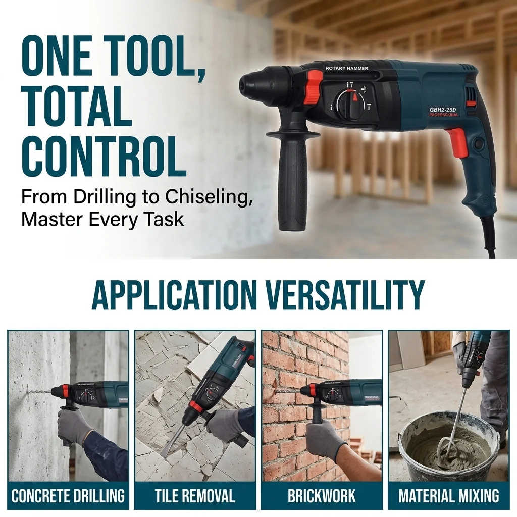 220V Electric Hammer Drill Perforator, Demolition Pick, Concrete Slotting Chisel, Heavy Duty Breaker Tool,Fit Bosch Design