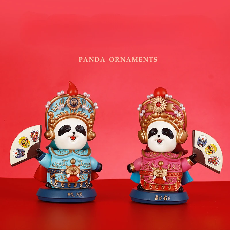 Sichuan Opera Face Makeup Face Changing Panda Resin Decoration Desktop Decoration Souvenir