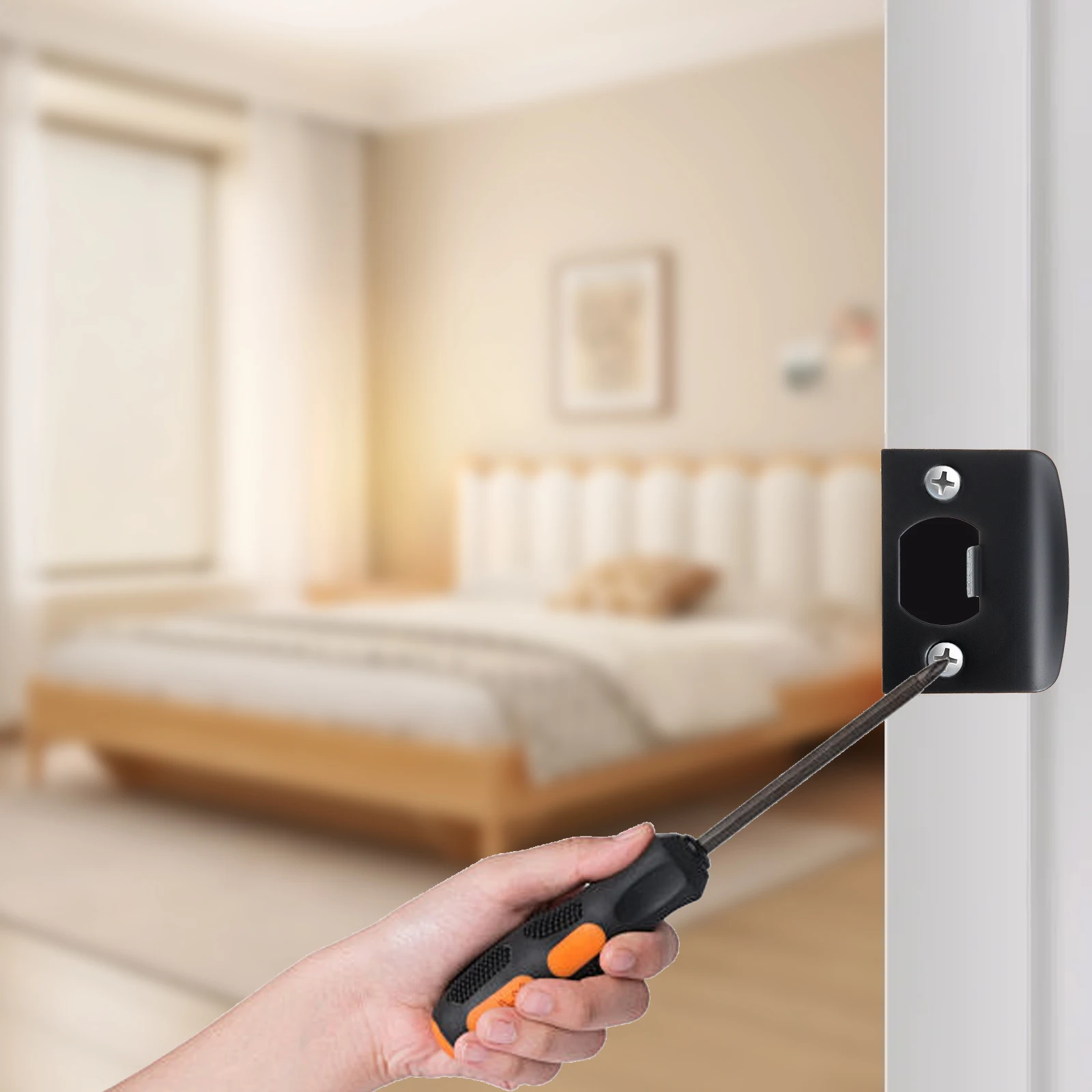 4Pcs Deadbolt Strike Plate Heavy Duty Door Reinforcement Secure Lock Installation Hardware Deadbolt Strike Plate