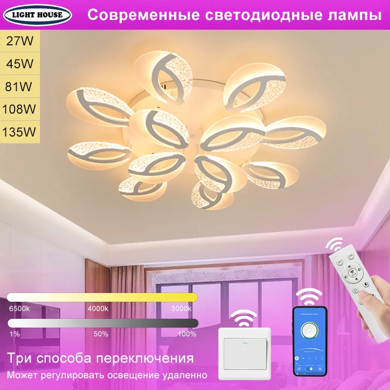 

2023 New Modern LED Lamp Living Room Chandelier RC APP Dimming Indoor Villa Home Decoration Lighting Wholesale Fixture