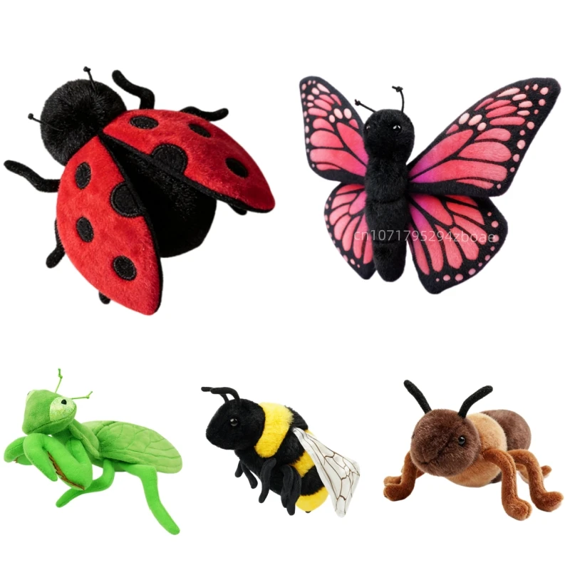 Cartoon Insect Plush Doll Colorful Ant Bee Mantis Butterfly Ladybug Spider Plush Toy Home Decoration Gift For Children