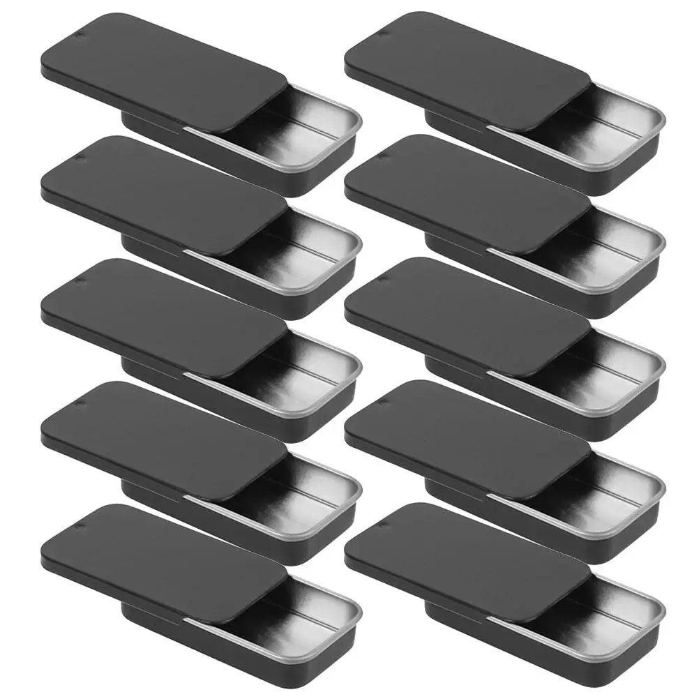

20pcs Tinplate Balm Boxes 50X25X10mm Matte Silver Sliding Lid Small Organizer Craft Storage Container Metal Box