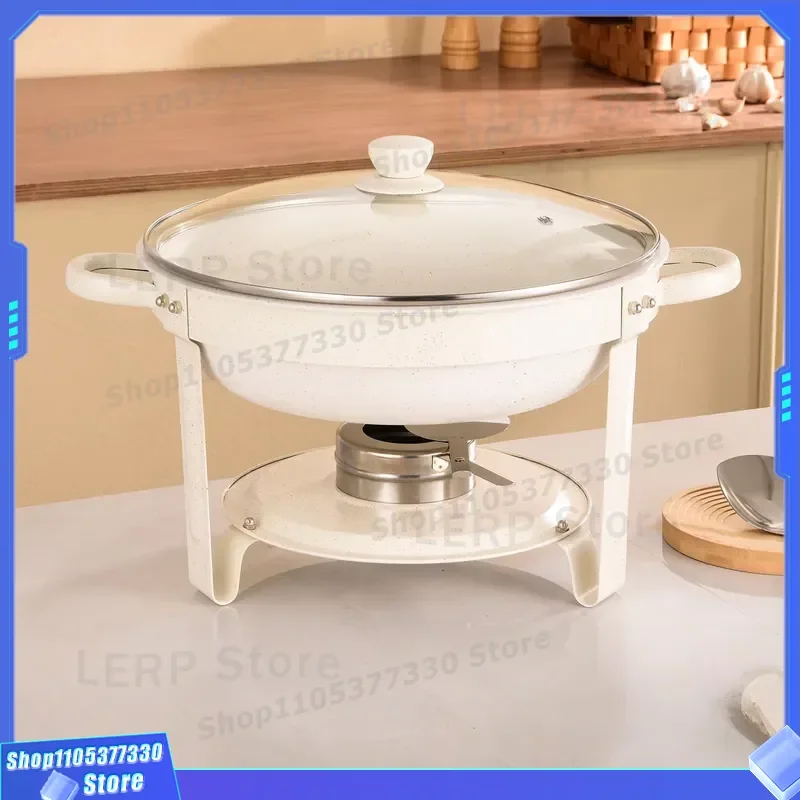 Stainless Steel Round Buffet Stove Alcohol Heated Detachable Quartz Stone Insulation Warmer for Hotel Restaurant Catering