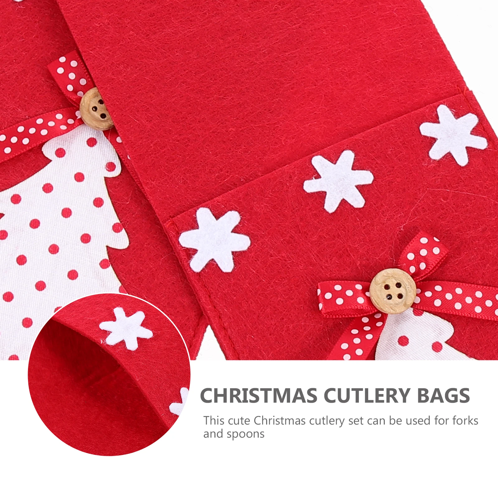 

4pcs Christmas Tree Style Cutlery Storage Covers Xmas Tableware Bags Felt Silver Cutlery Pouch Compact Easy Storage Washable For