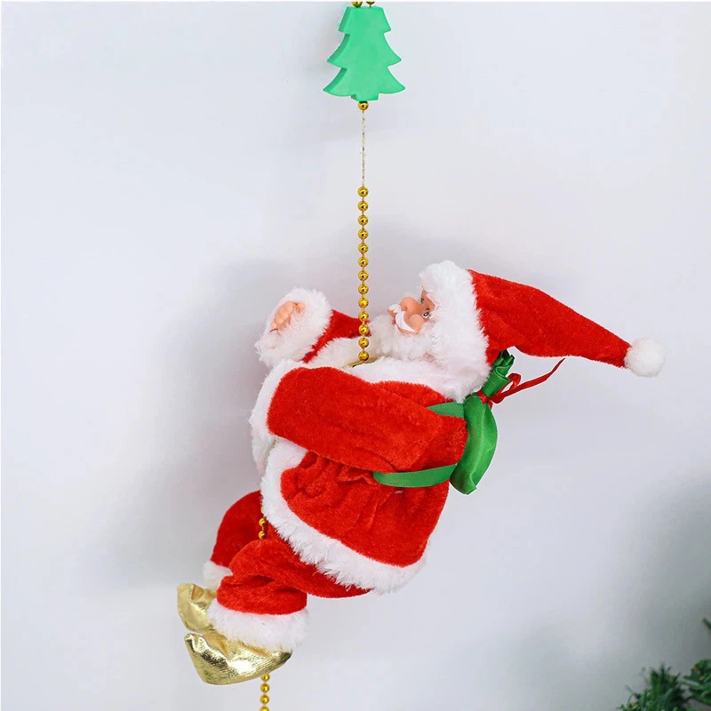

Electric Climbing Santa Toy Automatic Moving Rope Christmas Decor with Swinging Action Fun Holiday Gift for Kids