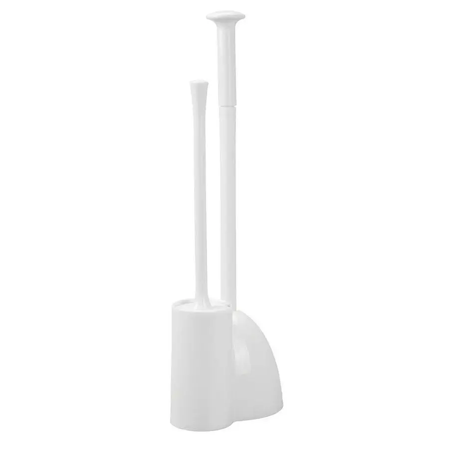 

Hidden Plunger and Brush Set for Toilet Bowl Combo with Holder Caddy Modern Toilet Brush and Plunger Set Aura Collection White