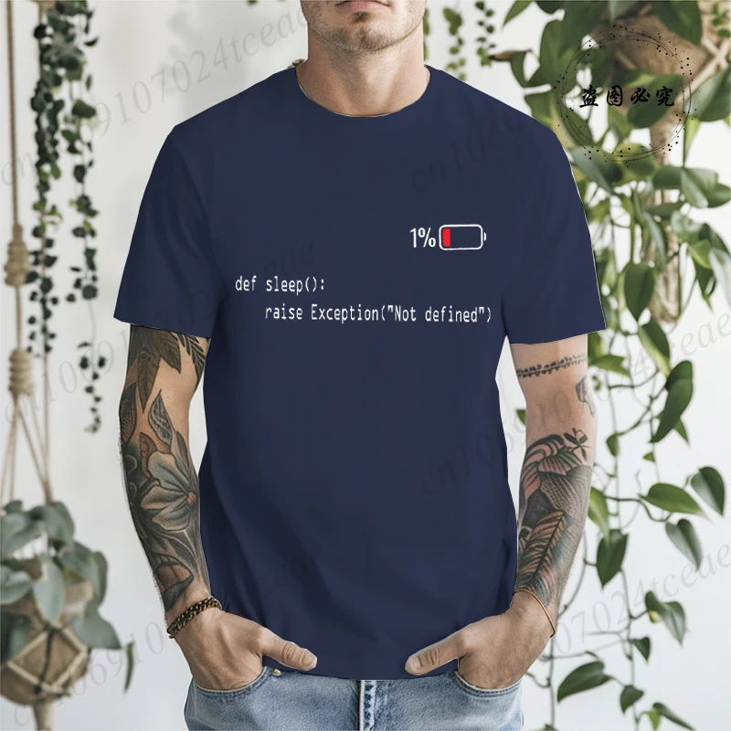 Low Battery Programmer Shirt for Men Clothing Funny Coding Humor Tee Shirts Short Sleeve Men's Fashion Clothing Unisex T-Shirts