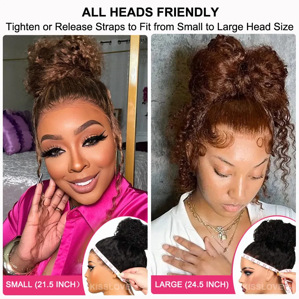 Chocolate Brown Invisi Strap Snug Fit 360 Glueless Wigs Human Hair Water Wave Full Lace Frontal Wig Bleached Knots Deep Wave Wig