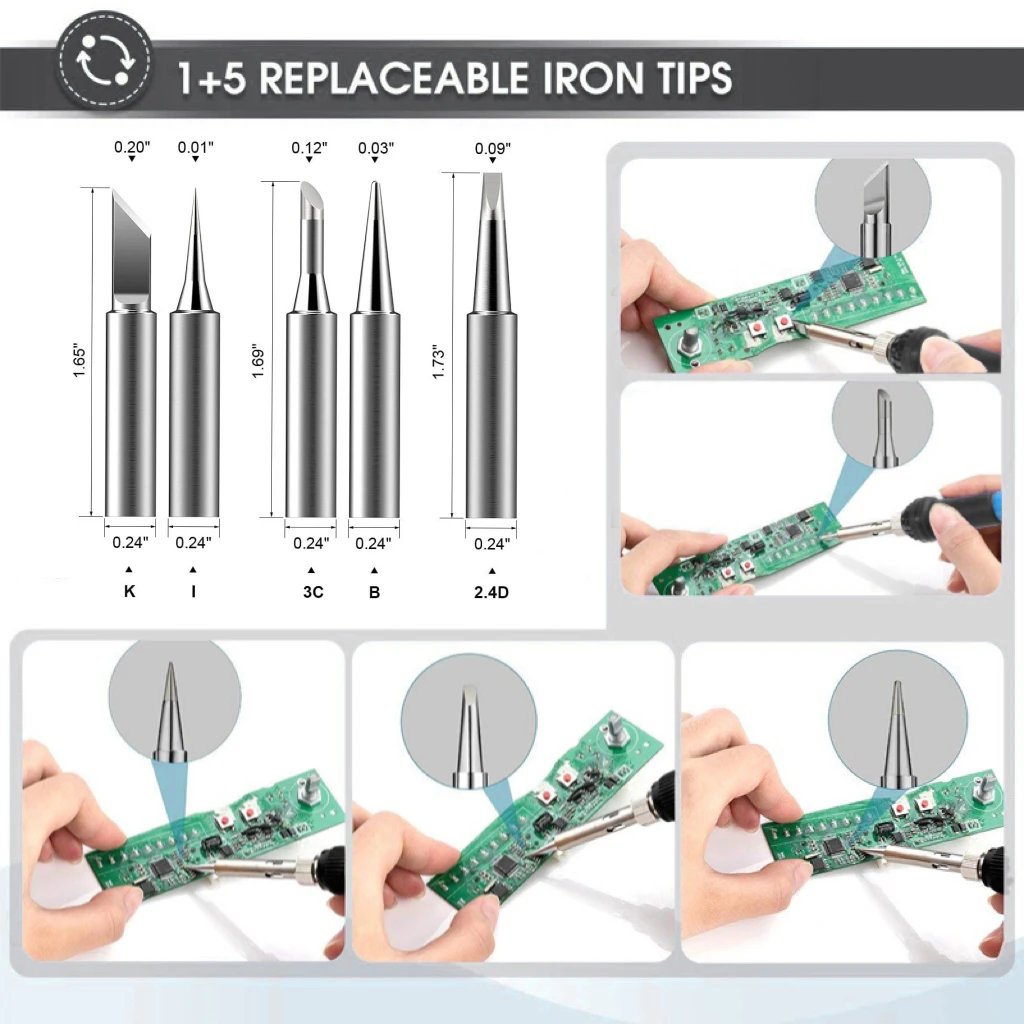 Adjustable Temperature Electric Soldering Iron, Multifunctional Welding Solder, Rework Station, Heat Repair Tools 110V/220V, 60W