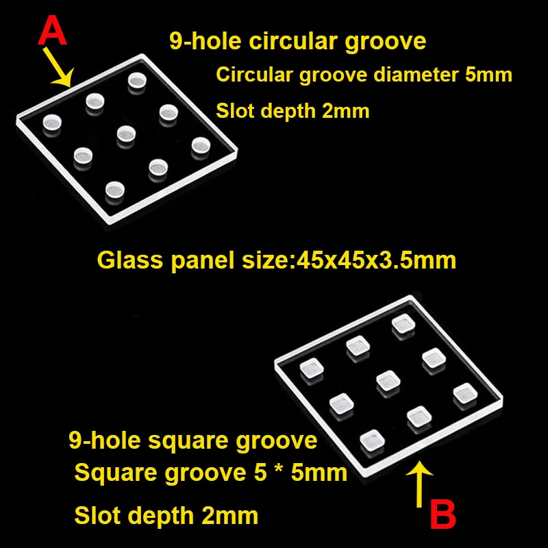 9 Hole XRD Glass Sample Holder Round/Square Cavity 2mm Depth for X-ray Diffractometer