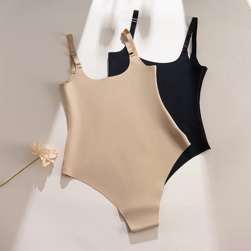 Women Seamless Slimming Clothes Sling Body Shaping Underwear Black Beige Solid Colors Body Sculpting Body Clothes