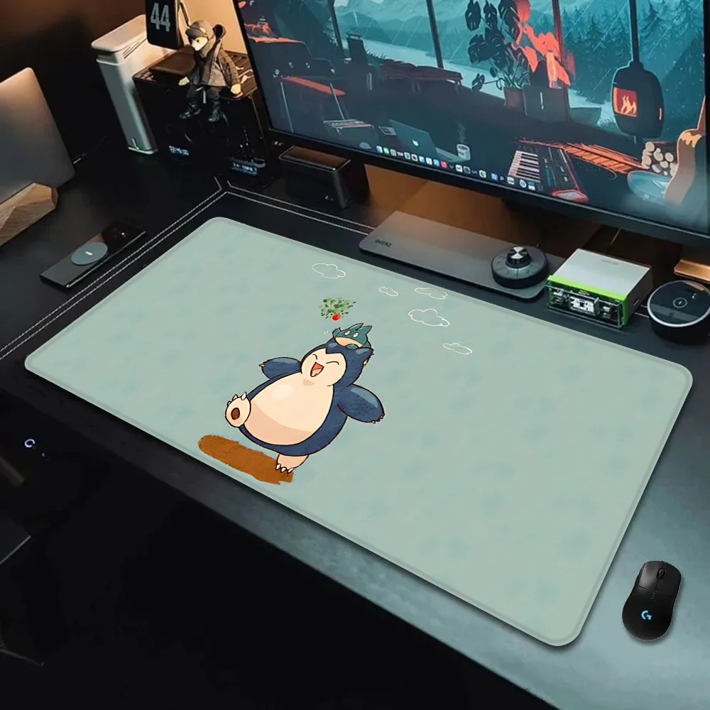 Pokemon snorlax mousepad impressão hd computador gamers borda de bloqueio antiderrapante mouse pad xxl90x40cm teclado pc mesa almofada