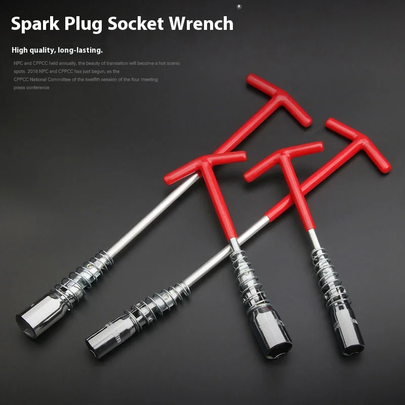 Universal Spark Plug Socket Wrench Set With T-handle Durable Steel High Round Torque Maintenance Motorcycle Car Accessories