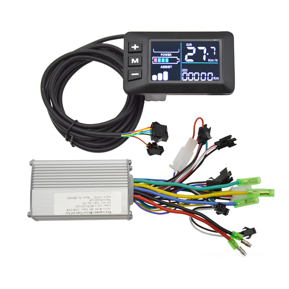 

250w-350w 24v 36v 48v sine wave controller + G51 smart color LCD instrument kit for bicycles/electric scooters