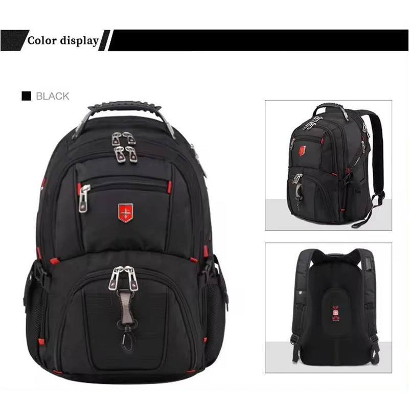 Suiza-mochila versátil S para ordenador portátil de 17 pulgadas, bolsa de viaje de 45 litros, bolsa universitaria, puerto de carga USB, resistente