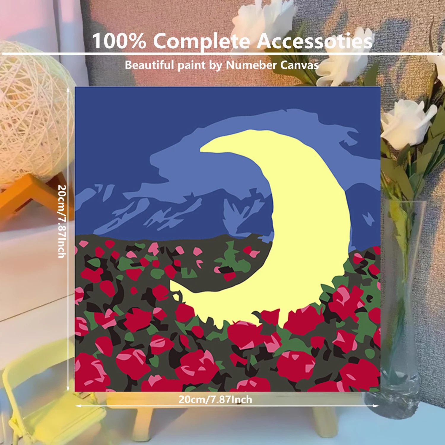 لوحة أرقام مع إطار، لوحة أرقام المناظر الطبيعية والزهور، طقم طلاء بالأرقام لتزيين المنزل للبالغين #2