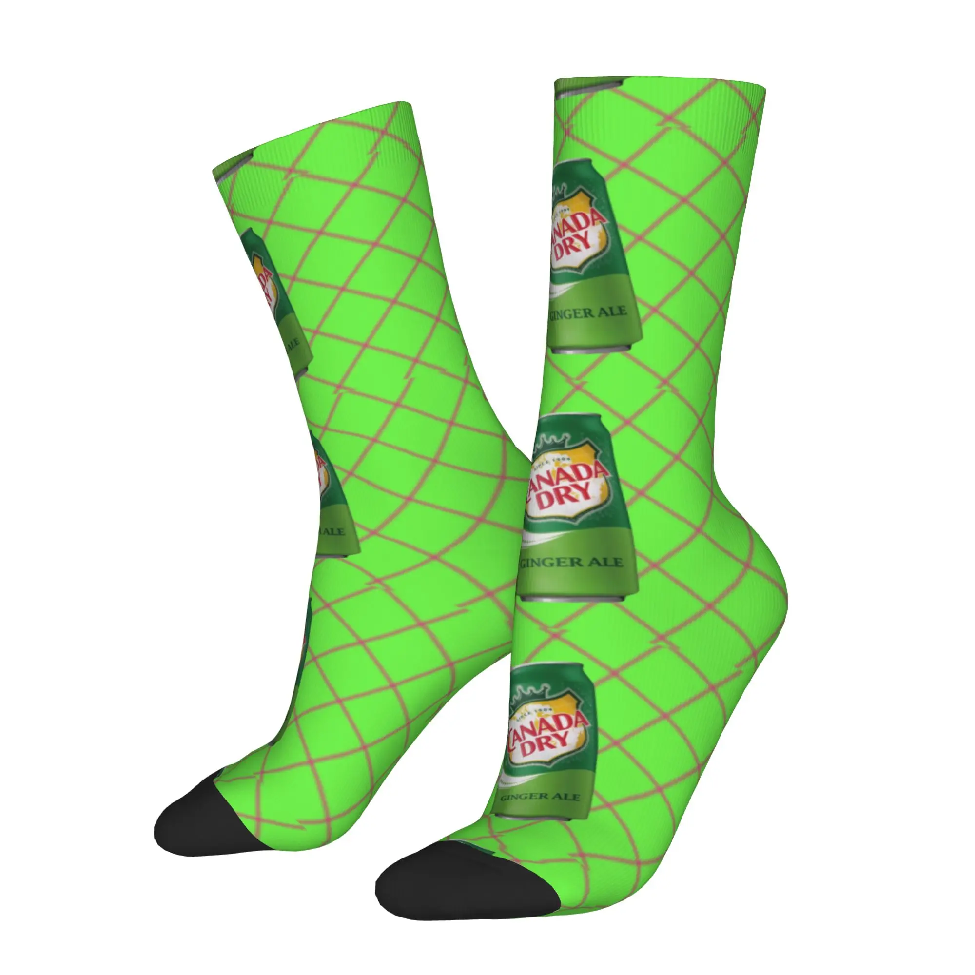 Calcetines divertidos con estampado de caja de cerveza de jengibre Canada Dry, diseño Harajuku de calidad, calcetines casuales para hombre