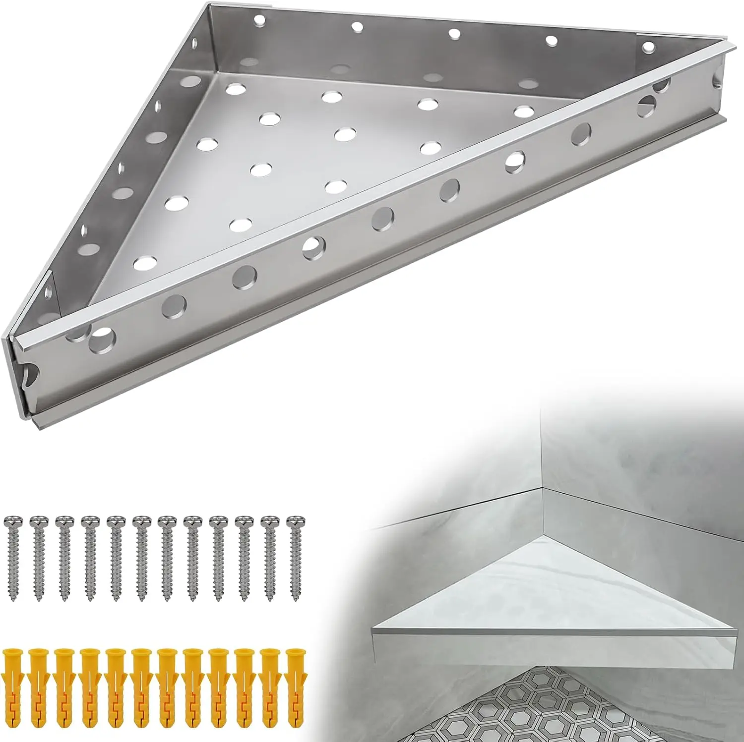 

Floating Corner Shower Bench, Custom Tile Seat for Bathroom, Wall Mount DIY Kit 22x22x31 Inches