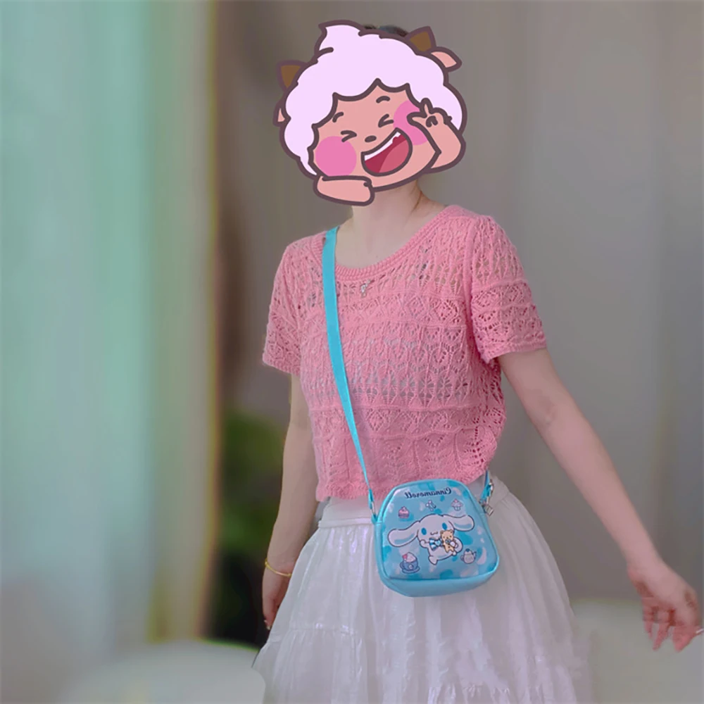 Sanurgente-Sac messager en PU pour enfants, sac à main de dessin animé, sac de rangement Kawaii, sacs à dos à sangle initiée réglable, poudres imperméables