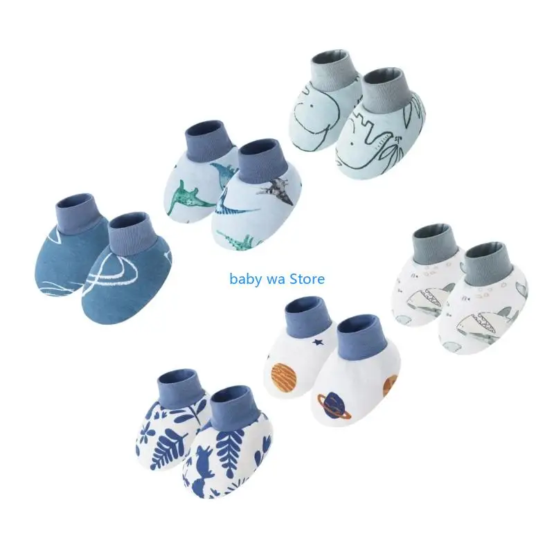 جوارب داخلية للرضع مكونة من 6 أزواج من القطن بأصفاد قابلة للتمدد وطباعة شخصيات كرتونية لطيفة لحماية الزحف أحذية أرضية 4XBD #3