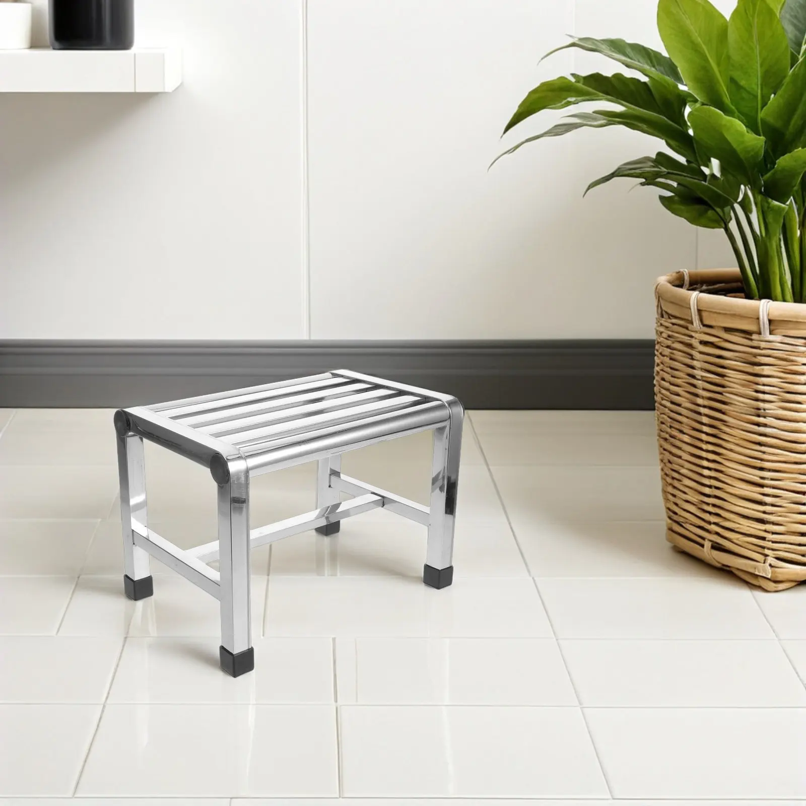 Waterproof Stainless Steel Shower Stool Non Slip Heavy Duty Bath Seat Compact Lightweight Shower Chair for Elderly Spa Shaving