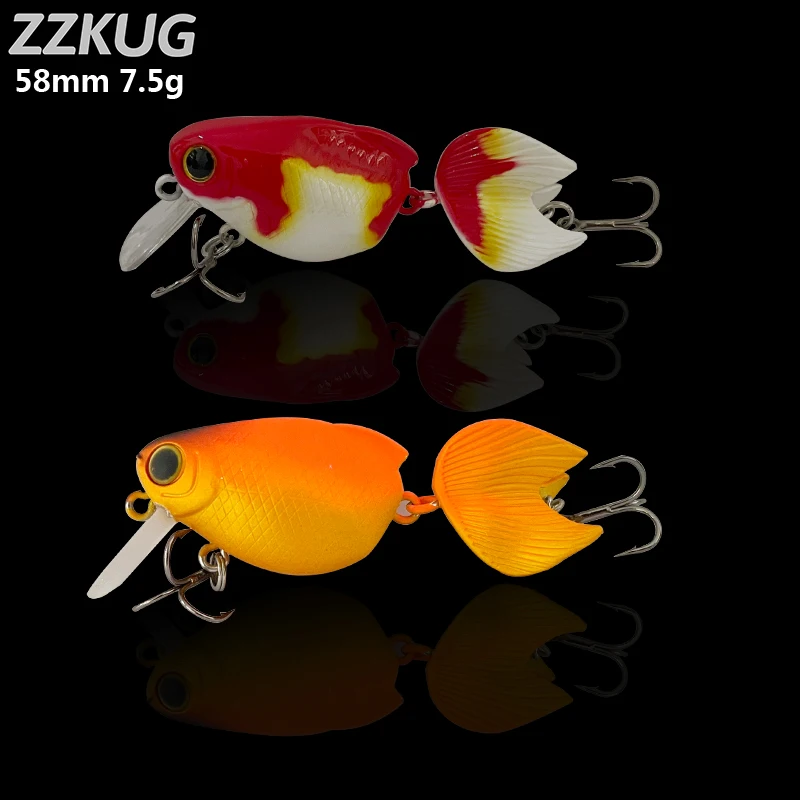 ZZKUG 58mm 7.5g  New Goldfish Floating Fishing Wobblers Wake Bait Lure Bass Crank Freshwater Crankbait Artificial Hard Baits