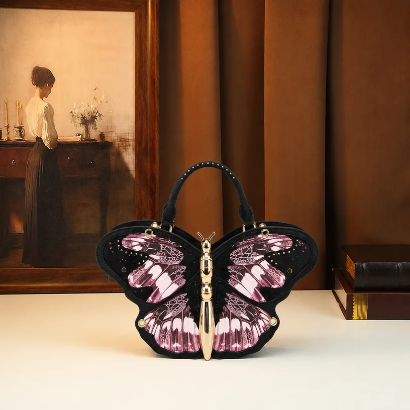 Luxuriöse 3D-Schmetterlings-Handtasche, Neuartige Gothic-Party-Abendtasche, Einzigartiges Flügeldesign, Y2K-Schulter-Umhängetasche für Damen – Detail 6