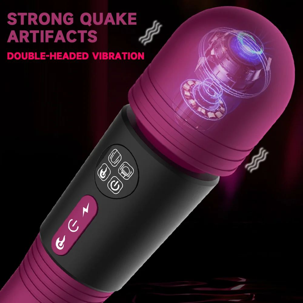 Double-headed women vibrator AV magic wand g-spot vagina nipple stimulator dildo erotic masturbator massage sex toys for couples