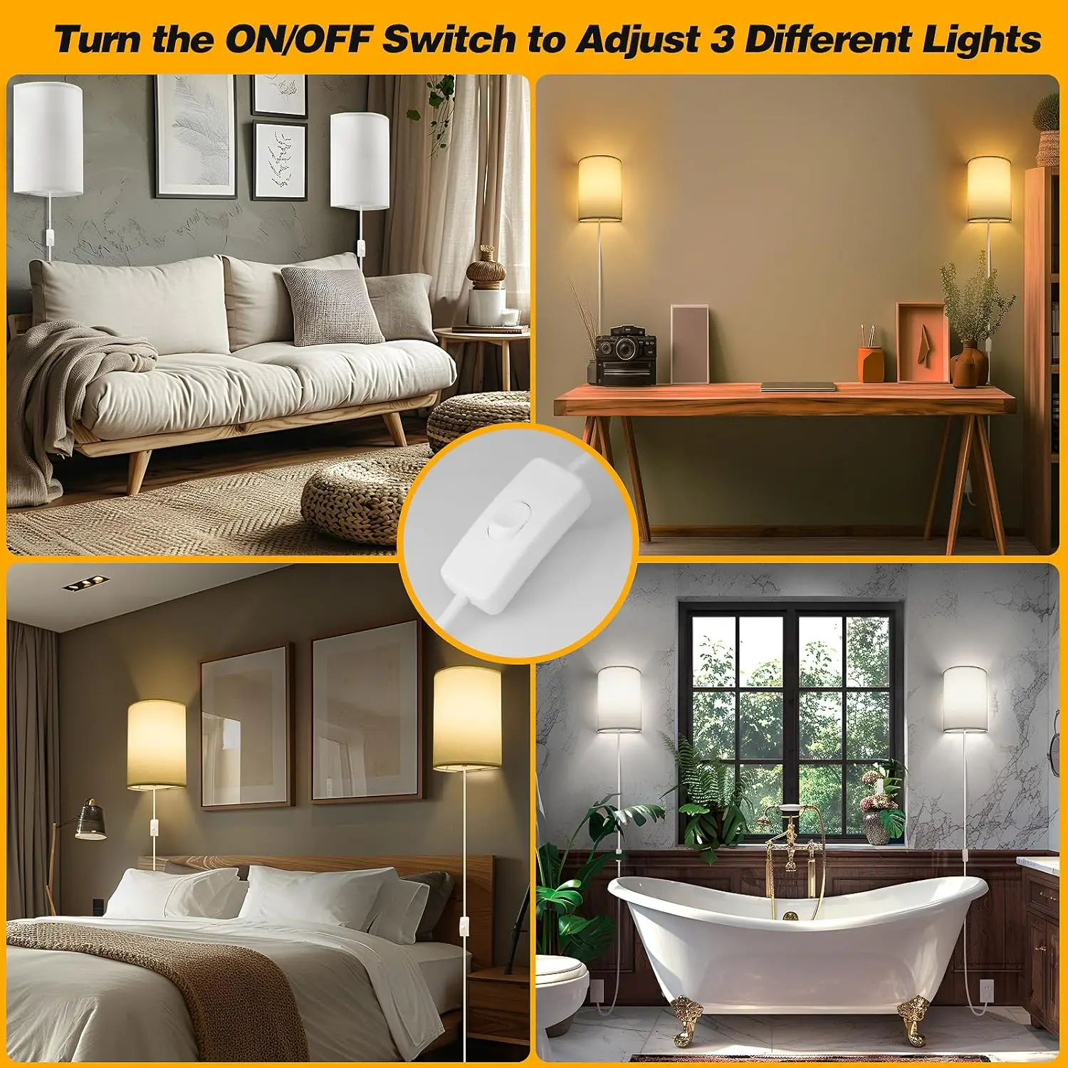 Plug in Wall Sconce Lamp  Industrial Wall Lamp with Plug in Cord Rustic Wall Sconce Fixture Bedroom Atmosphere Bedside Lamp