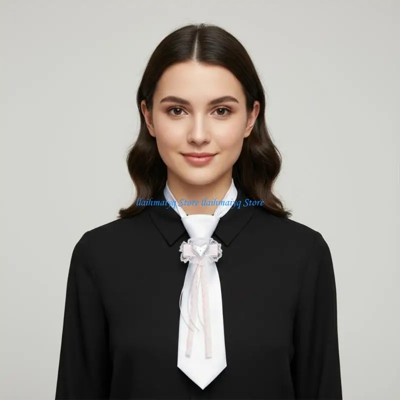 

573B Student Pre Tied Neck Ties Preepy Look Wing Star Dark Tie Cravat Neck Wear Accessories