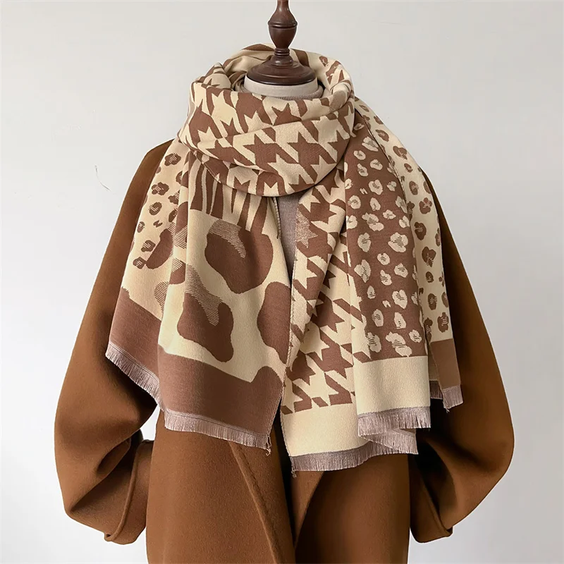 Luxury Cashmere Plaid Scarf Winter Women Pashmina Shawls Warm Blanket Wraps Female Foulard Bandana Brand Thick Scarves Hijab