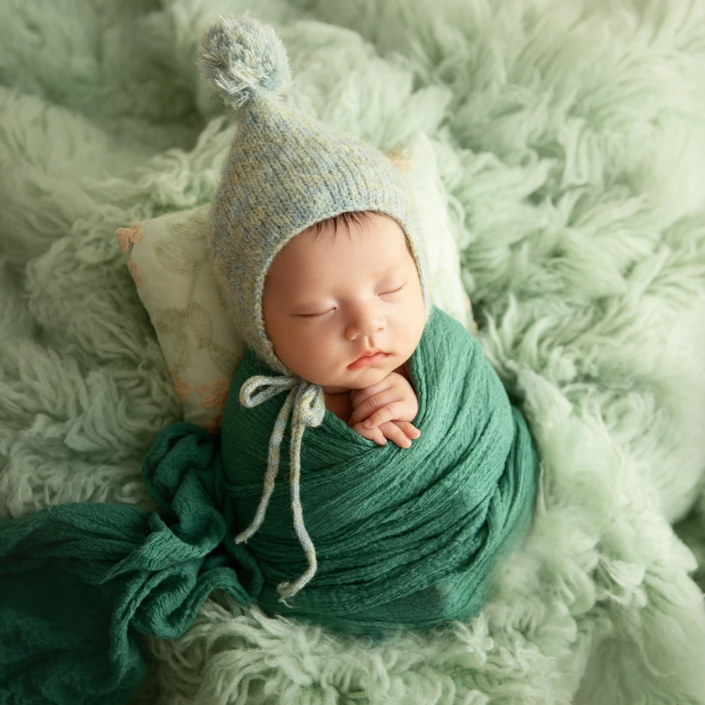 Newborn Baby Photography Props Hat+Wrap+Pillow Green Theme Set New Born Gift Outfit Studio Shooting Photo Props Accessories