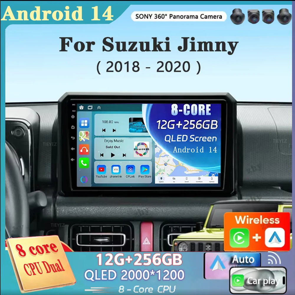 Android 14 Carplay Car Radio For Suzuki Jimny 2018 2019 2020 Navigation GPS Multimedia Player stereo BT DSP wifi+4G Auto 2 DIN