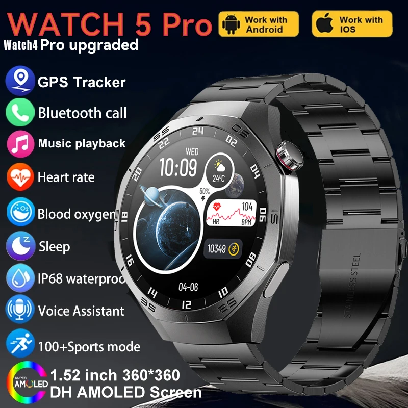 

Watch5 Pro NFC High-end Business Smart Watch Men's AMOLED HD Screen Heart Rate Bluetooth Call GPS Sports Smartwatch Men Watch