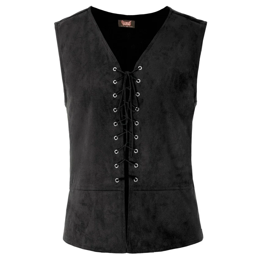 

Men Punk Medieval Vest Cosutme Renaissance Steampunk Tops Gentleman Bandage Coat Retro Gothic Slim Knight Waistcoat