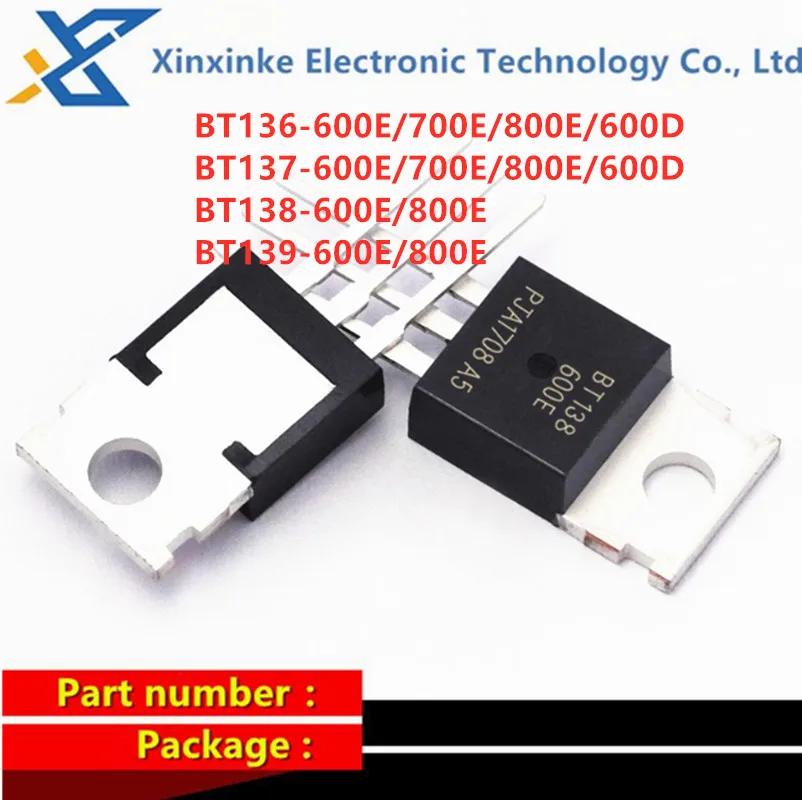 

5PCS BT136-600E/700E/800E/600D BT137-600E/700E/800E/600D BT138-600E BT139-600E BT138/BT139-800E TO-220 Bidirectional Thyristor